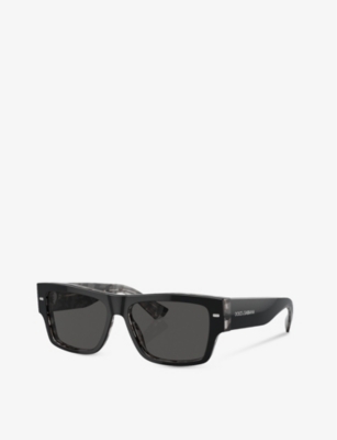 Dolce & Gabbana Dg4451 Rectangle-frame Acetate Sunglasses In Black