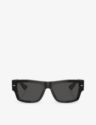 Dolce & Gabbana Dg4451 Rectangle-frame Acetate Sunglasses In Black