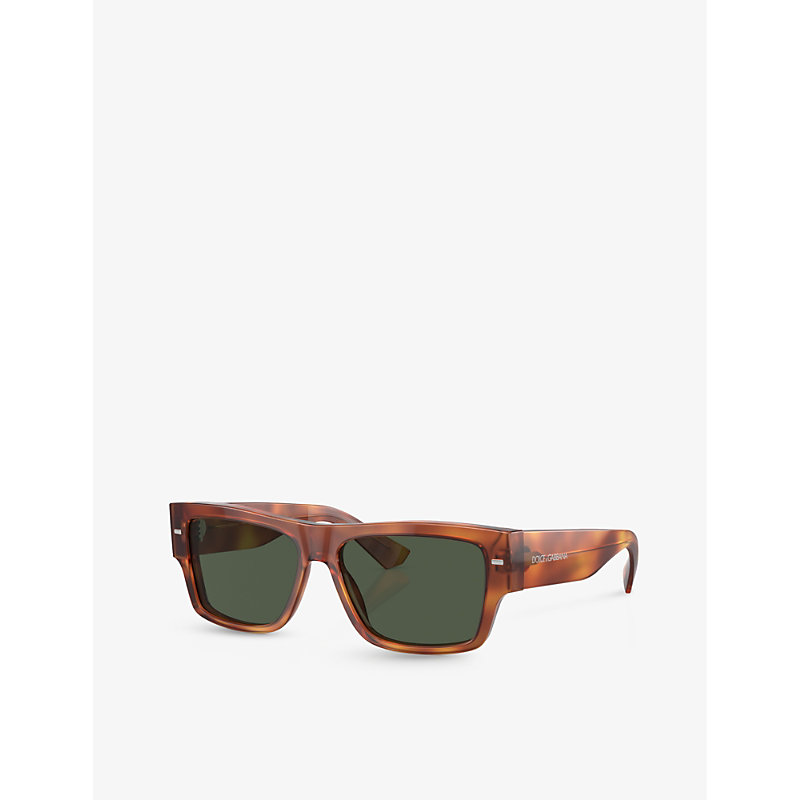Shop Dolce & Gabbana Women's Brown Dg4451 Rectangle-frame Acetate Sunglasses