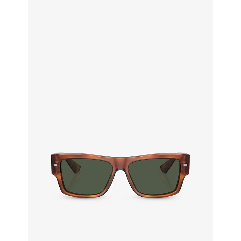Dolce & Gabbana Dg4451 Rectangle-frame Acetate Sunglasses In Brown