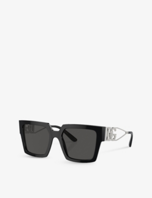 Dolce & Gabbana Crystal-embellished Square-frame Sunglasses In Black