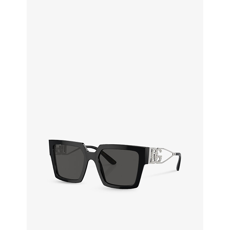 Shop Dolce & Gabbana Women's Black Dg4446b Square-frame Acetate Sunglasses