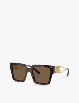 Shop Dolce & Gabbana Women's Brown Dg4446b Square-frame Acetate Sunglasses
