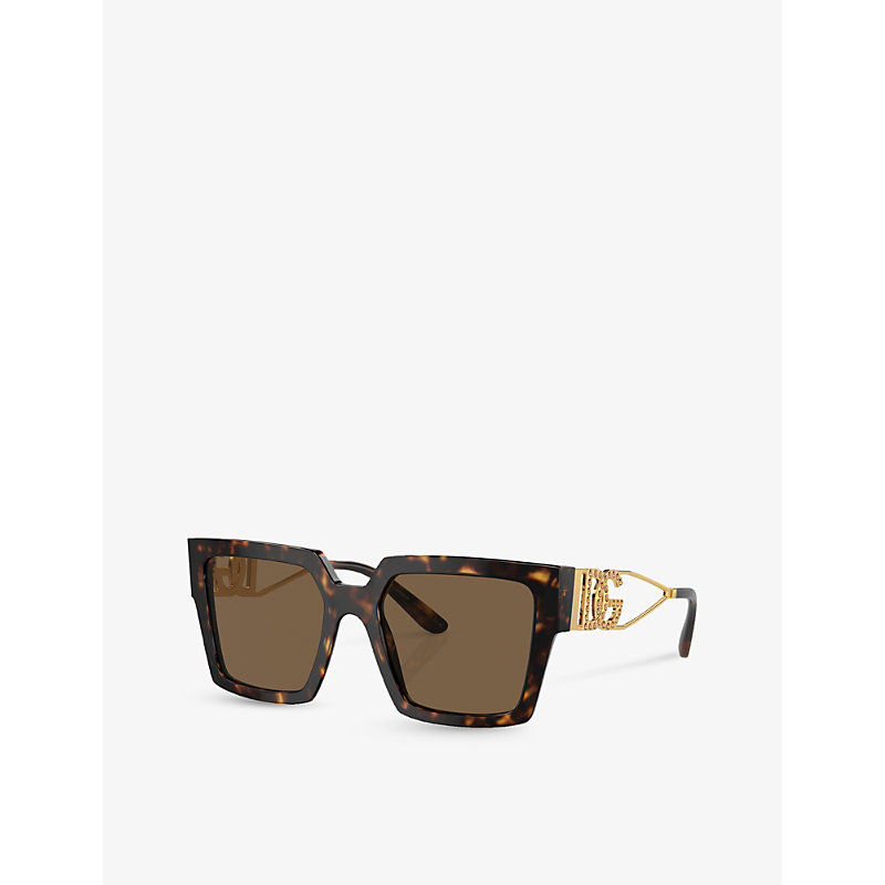 Shop Dolce & Gabbana Women's Brown Dg4446b Square-frame Acetate Sunglasses