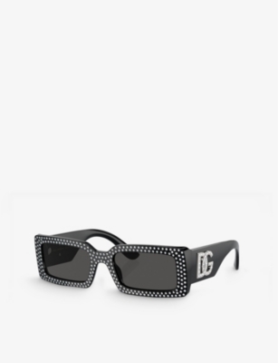Dolce & Gabbana Dg4447b Rectangle-frame Acetate Sunglasses In Black