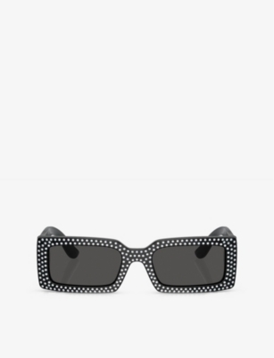 Dolce & Gabbana Dg4447b Rectangle-frame Acetate Sunglasses In Black