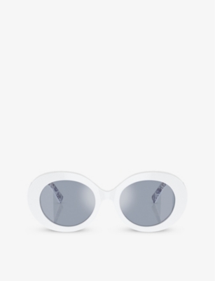 Dolce & Gabbana Dg4448 Oval-frame Acetate Sunglasses In White