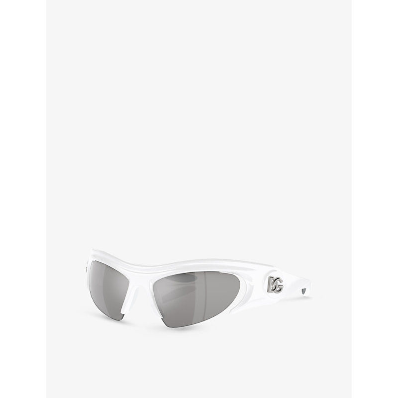 Shop Dolce & Gabbana Women's White Dg6192 Cat-eye-frame Nylon Sunglasses