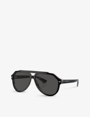Shop Dolce & Gabbana Women's Black Dg4452 Aviator-frame Acetate Sunglasses