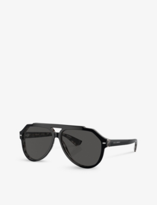 Dolce & Gabbana Dg4452 Aviator-frame Acetate Sunglasses In Black