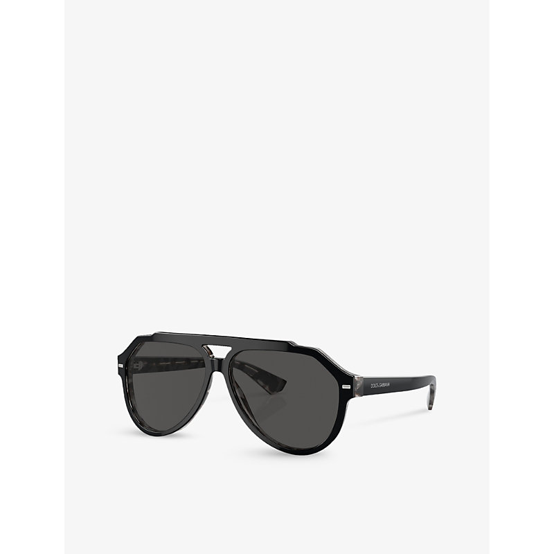 Shop Dolce & Gabbana Women's Black Dg4452 Aviator-frame Acetate Sunglasses