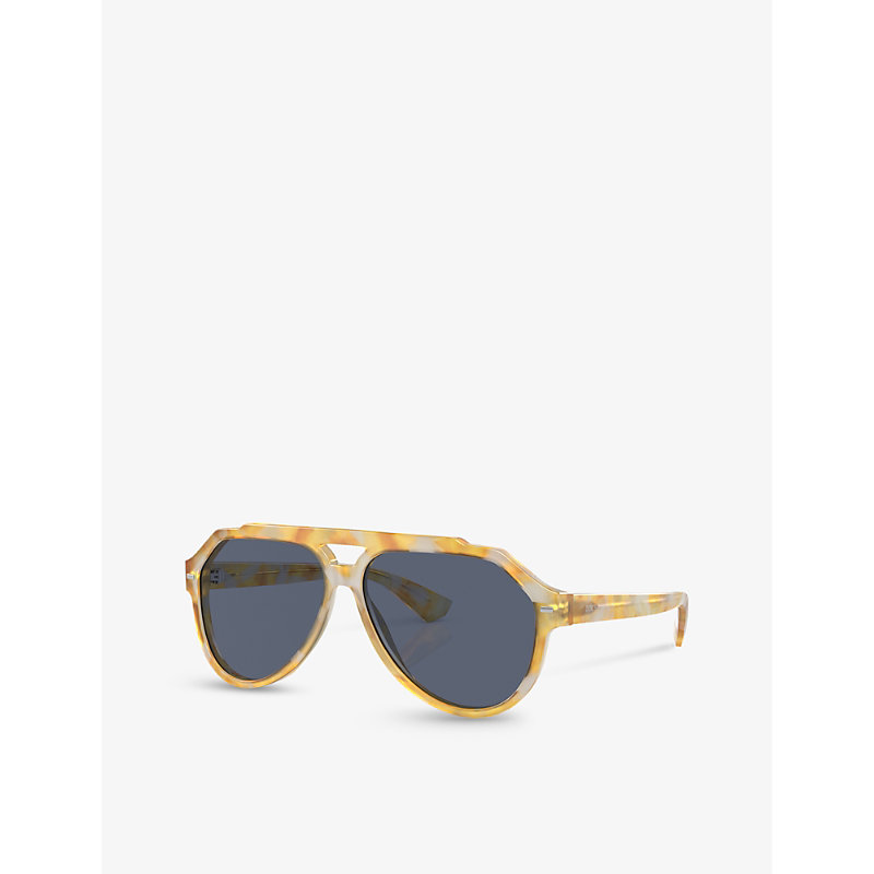 Shop Dolce & Gabbana Women's Yellow Dg4452 Aviator Acetate Sunglasses