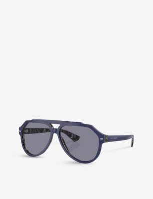 Shop Dolce & Gabbana Women's Blue Dg4452 Aviator Acetate Sunglasses