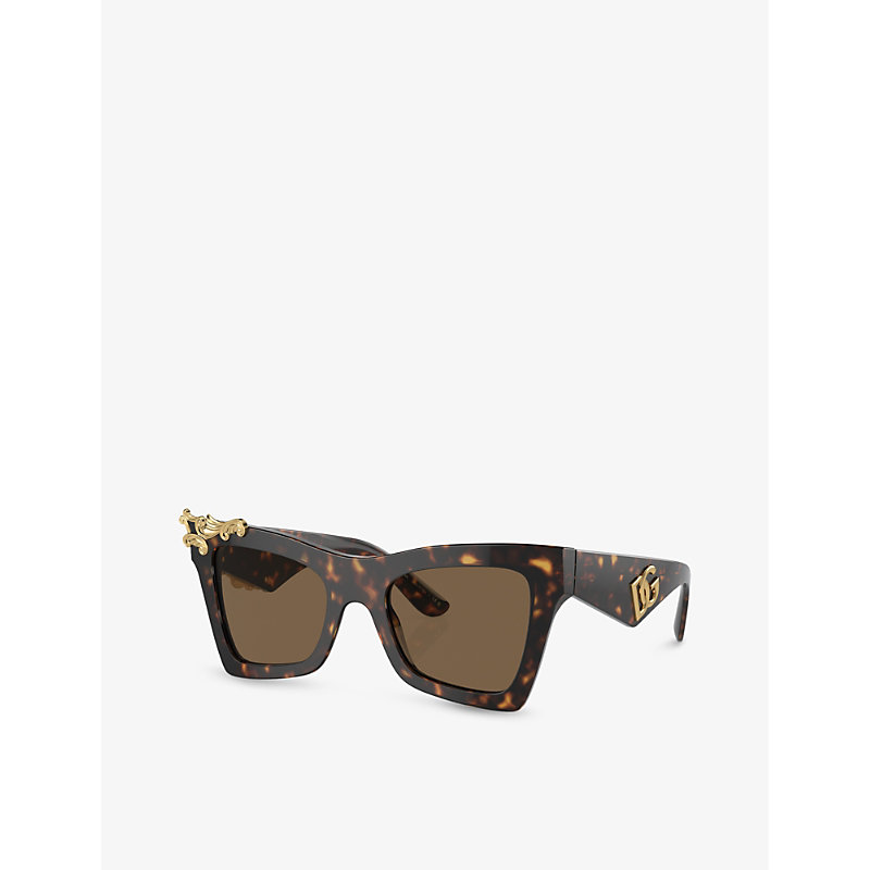 Shop Dolce & Gabbana Women's Brown Dg4434 Cat-eye Tortoiseshell Acetate Sunglasses