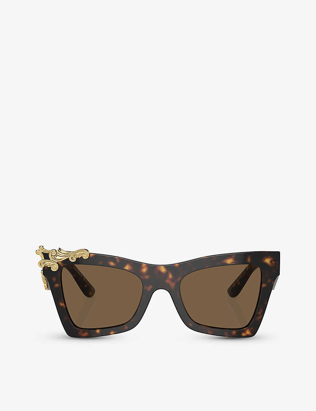 Shop Dolce & Gabbana Women's Brown Dg4434 Cat-eye Tortoiseshell Acetate Sunglasses