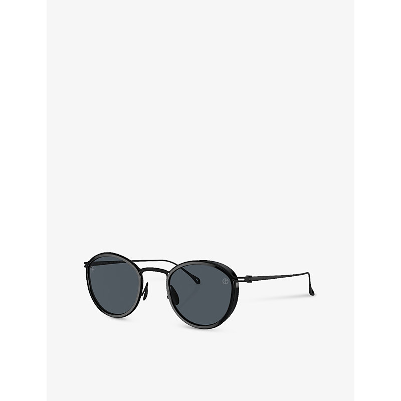 Shop Giorgio Armani Women's Black Ar6148t Phantos-frame Titanium Sunglasses
