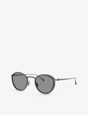 Shop Giorgio Armani Women's Grey Ar6148t Phantos-frame Titanium Sunglasses