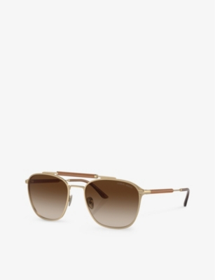 Giorgio Armani Womens Gold Ar6149 Square-frame Metal Sunglasses In Gold
