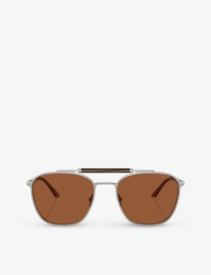 GIORGIO ARMANI: AR6149 square-frame metal sunglasses