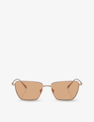 Giorgio Armani Womens Gold Ar6153 Rectangle-frame Metal Sunglasses