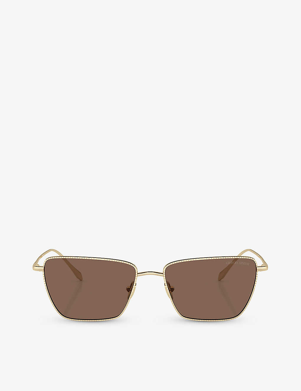 Giorgio Armani Tinted-lens Rectangle-frame Sunglasses In Gold