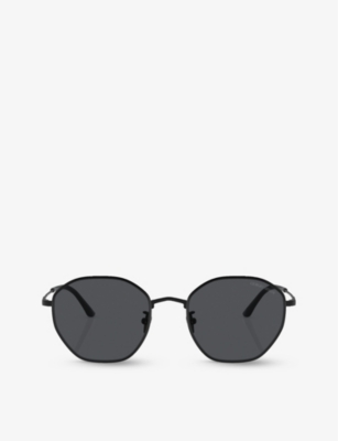 GIORGIO ARMANI: AR6150 branded round-frame metal sunglasses