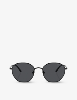 Giorgio Armani Womens Black Ar6150 Branded Round-frame Metal Sunglasses