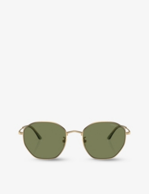 Giorgio Armani Womens Gold Ar6150 Branded Round-frame Metal Sunglasses