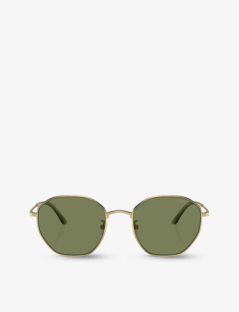 Giorgio Armani Womens Gold Ar6150 Branded Round-frame Metal Sunglasses