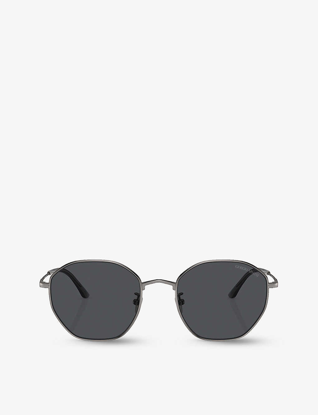 Giorgio Armani Womens Grey Ar6150 Branded Round-frame Metal Sunglasses