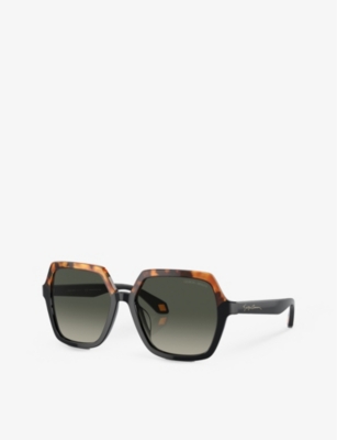 Giorgio Armani Womens Black Ar8193u Square-frame Acetate Sunglasses In Black