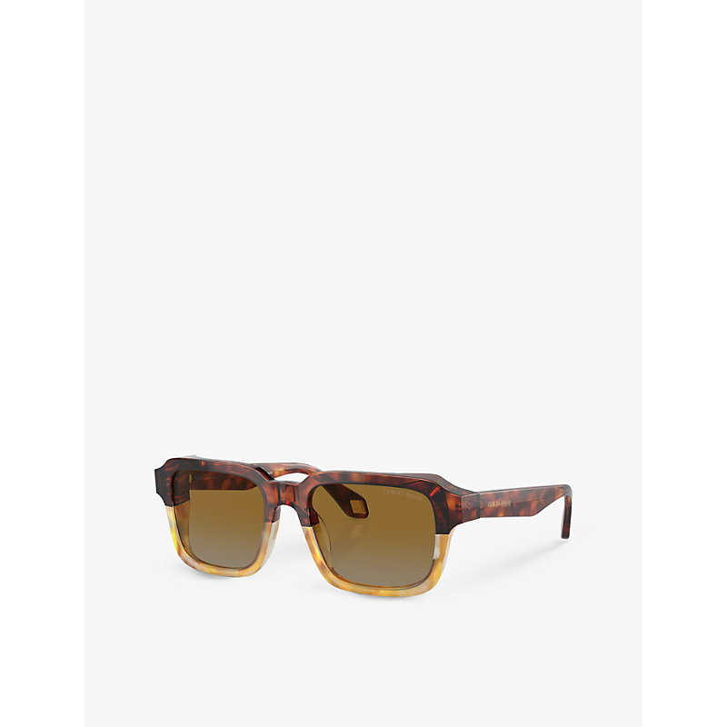 Shop Giorgio Armani Women's Brown Ar8194u Rectangle-frame Acetate Sunglasses