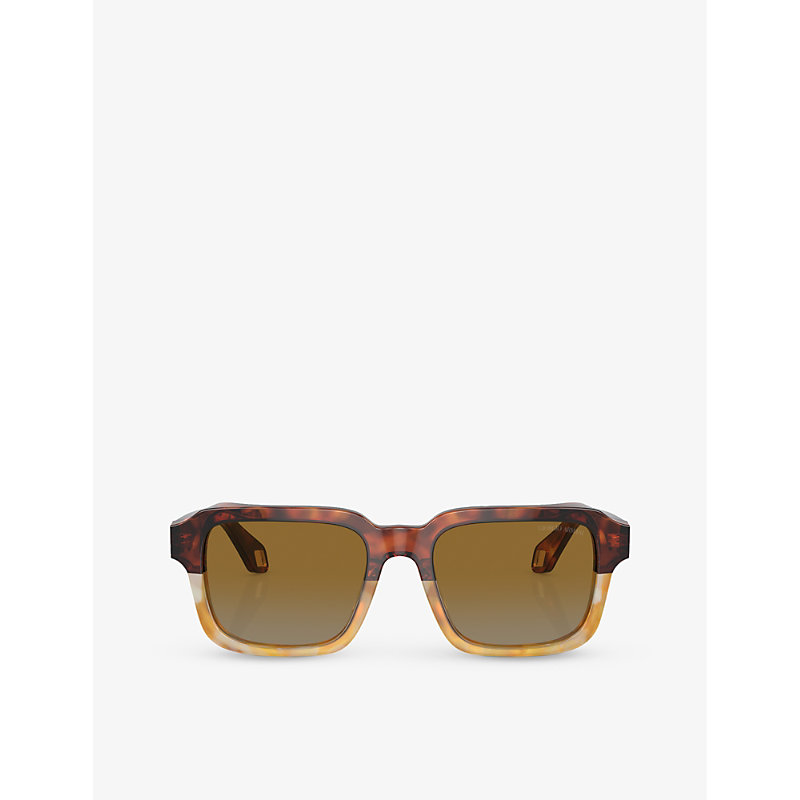 Shop Giorgio Armani Women's Brown Ar8194u Rectangle-frame Acetate Sunglasses
