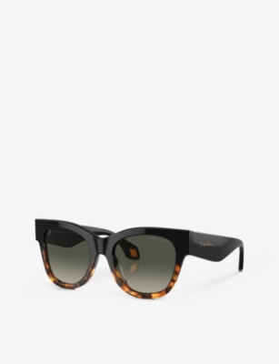 Shop Giorgio Armani Women's Black Ar8195u Square-frame Acetate Sunglasses