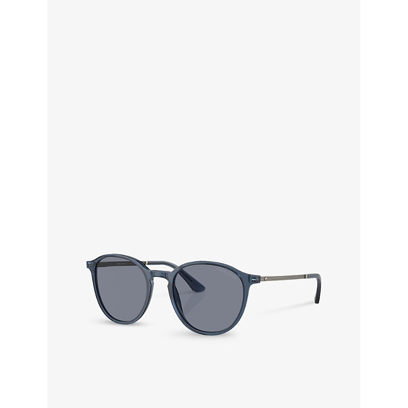 Shop Giorgio Armani Women's Blue Ar8196 Phantos-frame Acetate Sunglasses