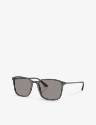 Shop Giorgio Armani Women's Grey Ar8197 Square-frame Acetate Sunglasses