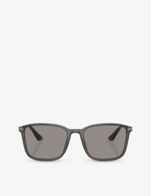 Shop Giorgio Armani Women's Grey Ar8197 Square-frame Acetate Sunglasses