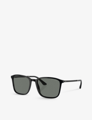 Shop Giorgio Armani Women's Black Ar8197 Rectangle-frame Acetate Sunglasses