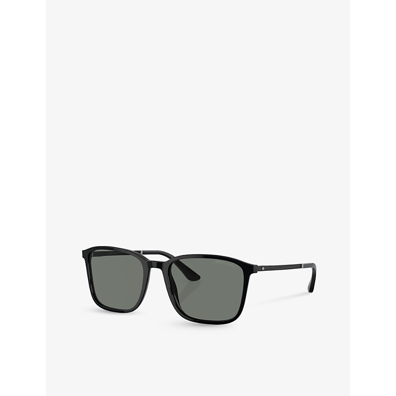 Shop Giorgio Armani Women's Black Ar8197 Rectangle-frame Acetate Sunglasses