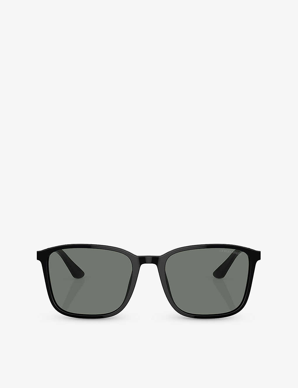 Giorgio Armani Womens Black Ar8197 Rectangle-frame Acetate Sunglasses