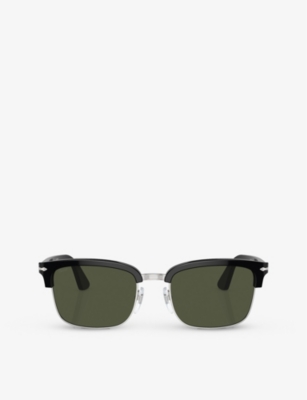 Shop Persol Women's Black Po3327s Rectangle-frame Acetate Sunglasses