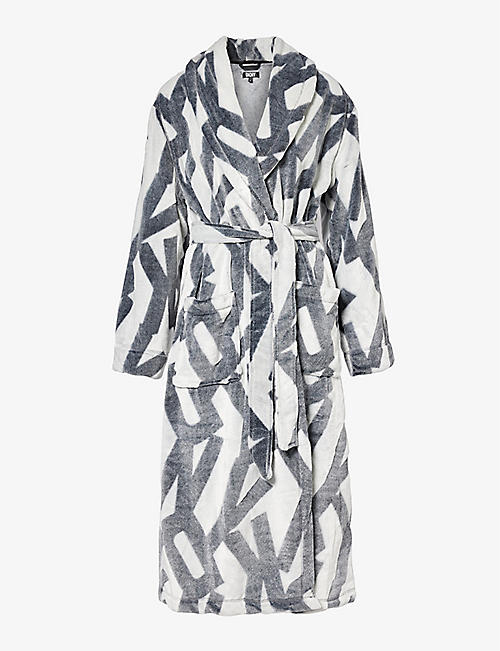 DKNY: Branded relaxed-fit fleece robe