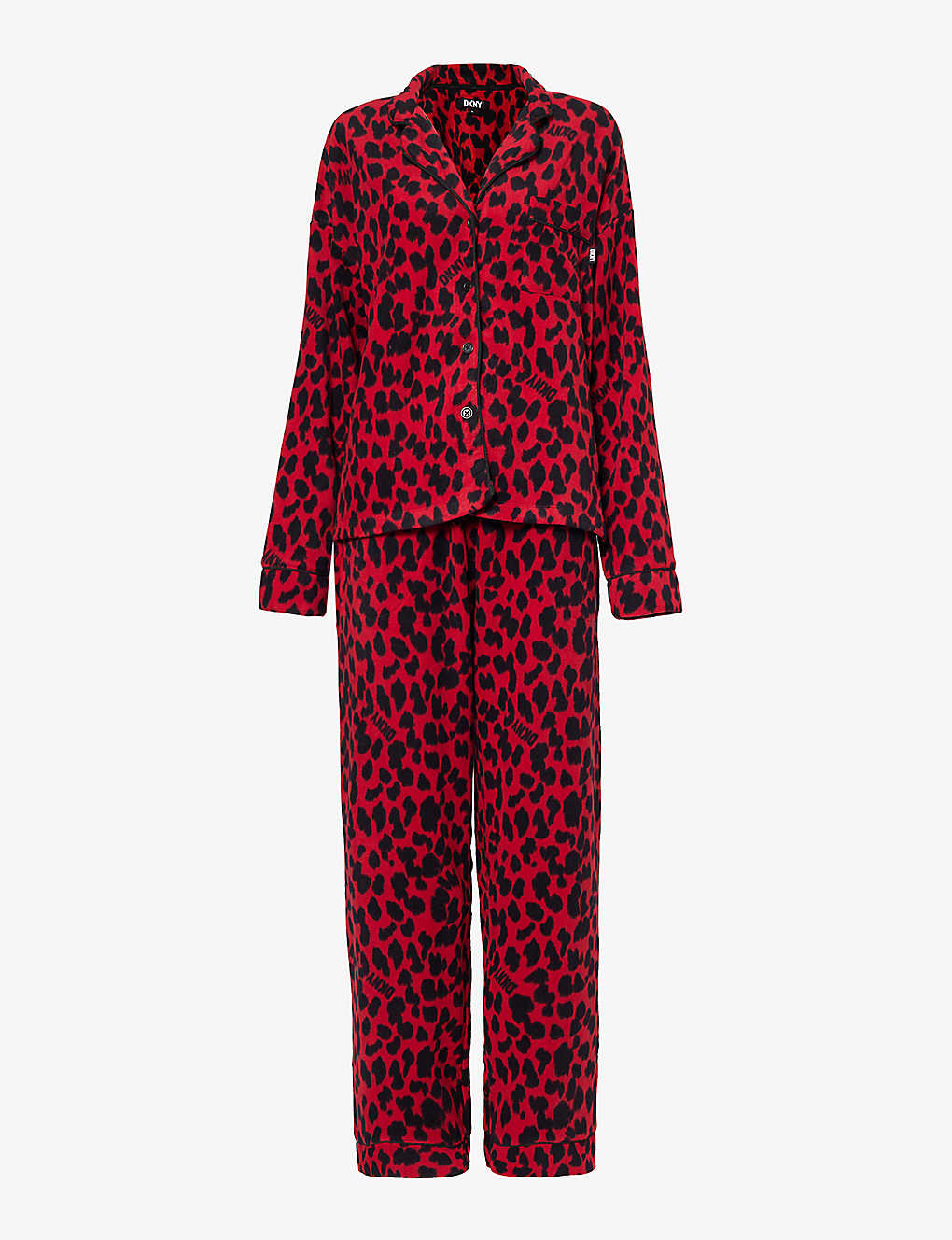 Dkny Womens Red Animal Branded Abstract-print Stretch-fleece Pyjamas