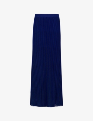 LEEM: Pleated elasticated-waistband woven maxi skirt