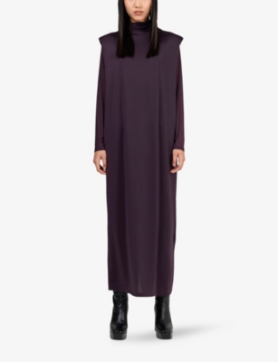 Shop Leem Women's Raisin High-neck Stretch-woven Maxi Dress