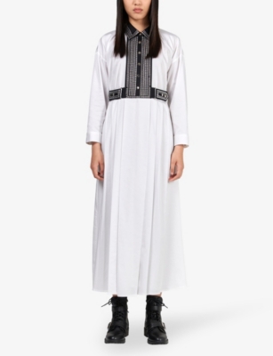 Shop Leem Women's White/blac Stud-embellished Stretch-woven Maxi Dress
