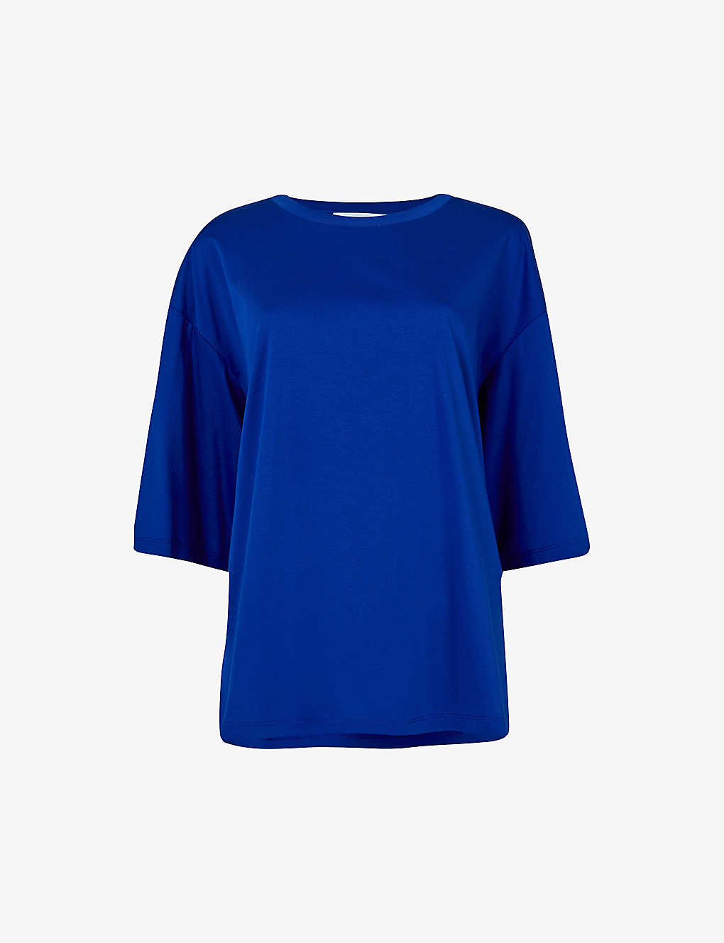 Leem Womens Cobalt Relaxed-fit Short-sleeve Cotton T-shirt In Blue