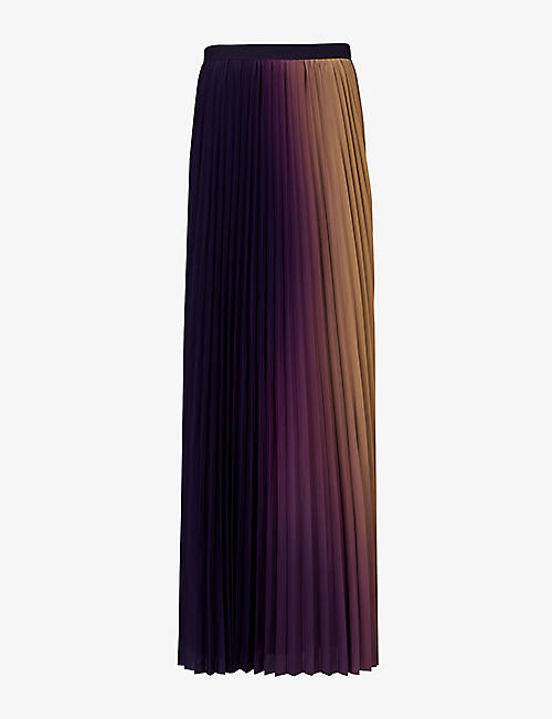 LEEM：Ombre 褶裥梭织中长半身裙
