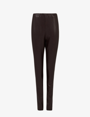 LEEM: High-rise slim-fit faux-leather trousers