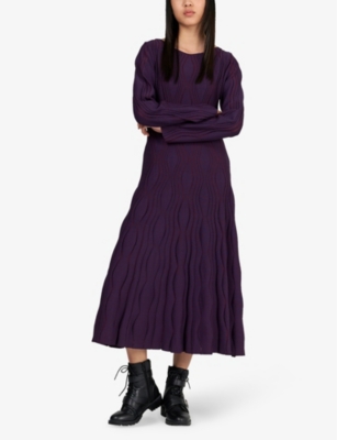 Shop Leem Women's Raisin Contrast-knit Regular-fit Woven Kaftan